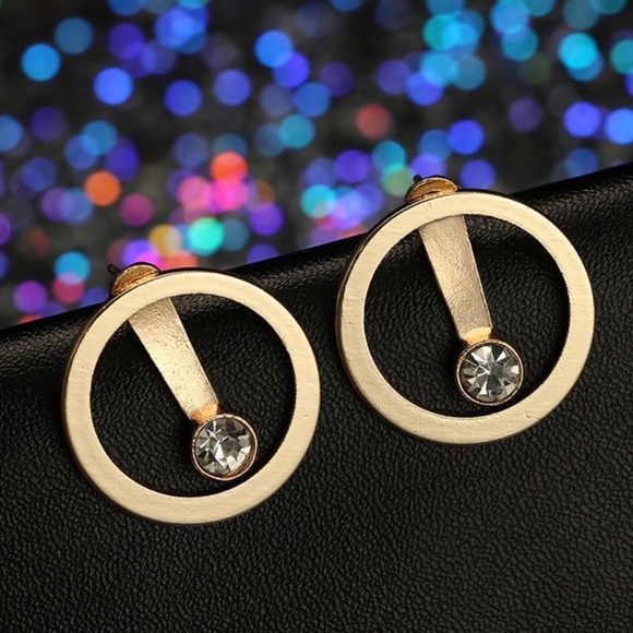 2/$20! Gold Circles w/Floating CZ Earring Jackets - Picture 2 of 9